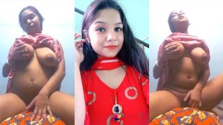 Beautiful Big Babe Horny Bengali Girl Sucking Boobs Show