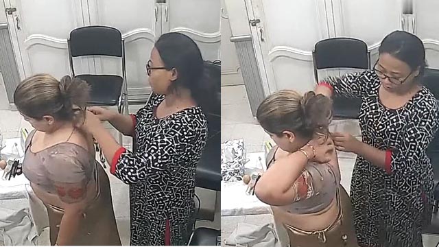 Hot Rich Bhabhi Changing Parlour In CCTV Captured